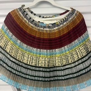 Broadway and Broome multi colored pleated lined skirt mini zipper side poly 0